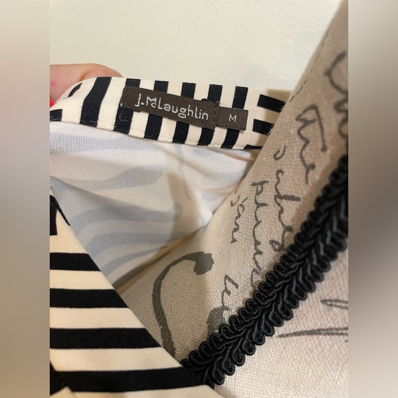 J. McLaughlin Zebra Print 3/4 Sleeve Stretch Tunic top w/ Side Slits … - Picture 5 of 7